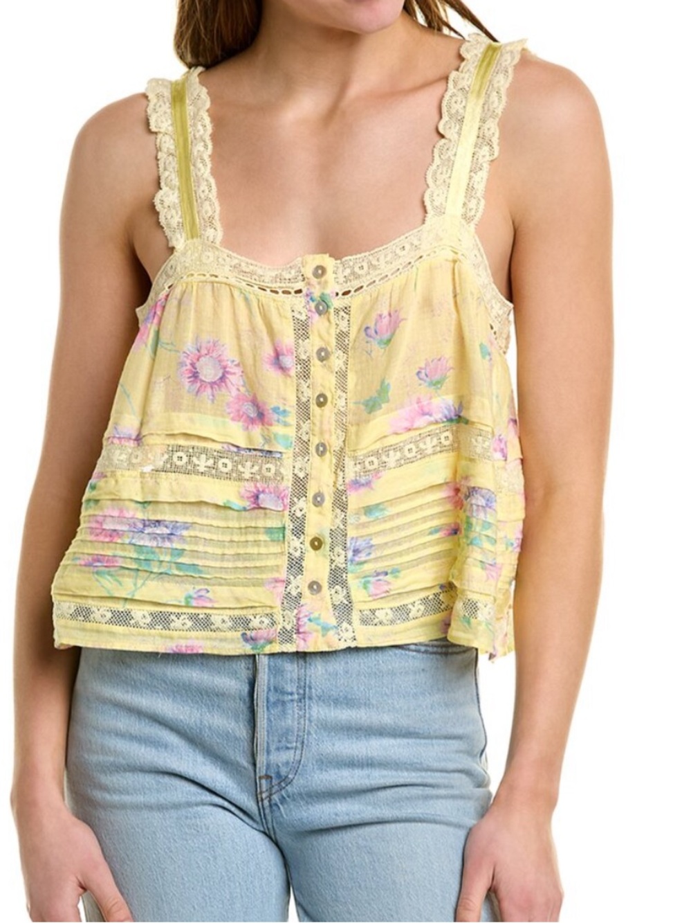 Loveshackfancy sully ruffle mini skirt set yellow floral bright azalea small - Picture 5 of 7